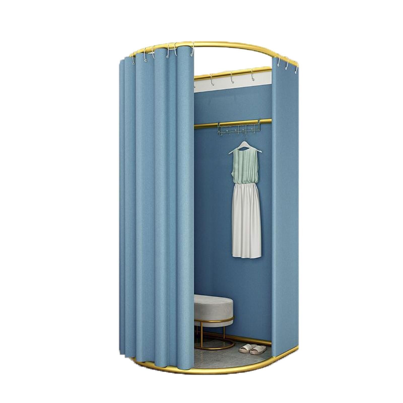 Cabine d'essayage mobile bleu B en format compact 85 x 80 cm pour vestiaire