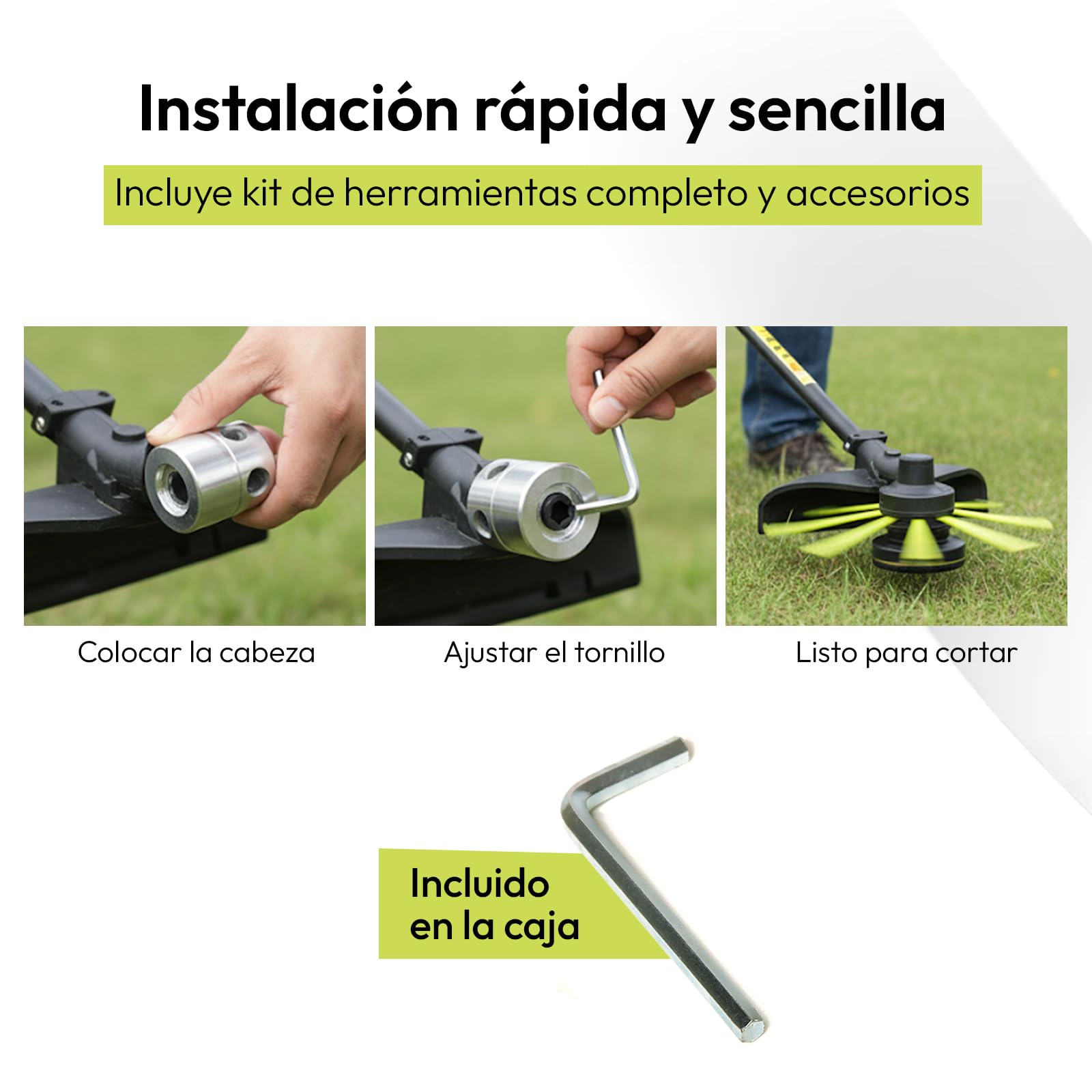 Samos® Cabezal Desbrozadora Universal Profesional 2 en 1 con Cadenas Metálicas – Accesorio de Repuesto Compatible con Desbrozadoras Kawasaki Stihl Husqvarna – Recambio Duradero Cortar Hierba y Maleza