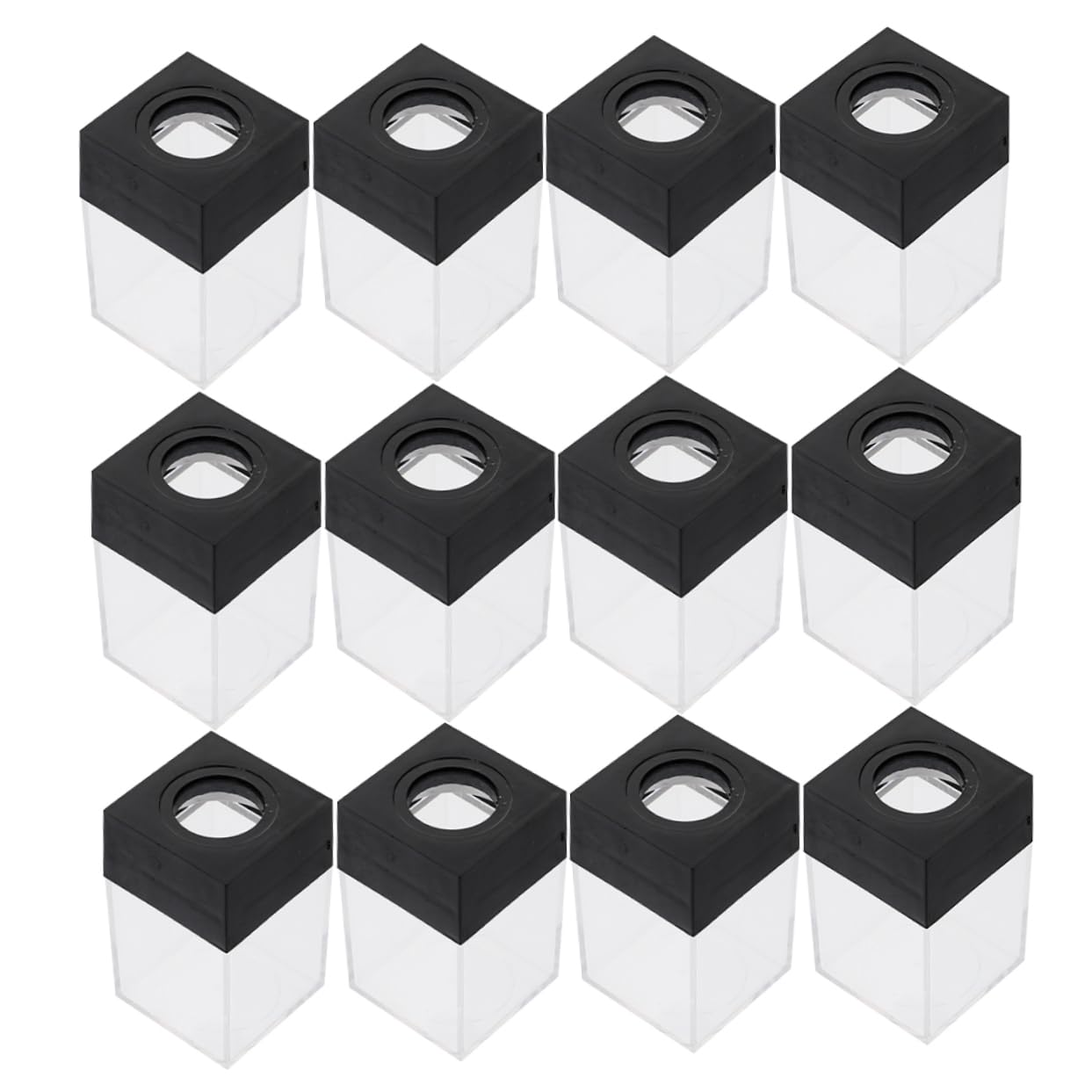 Organizador de Clips Magnéticos para Escritorio en Plástico Negro, Soporte Compacto y Estable Diseño Cuadrado Adecuado para Oficina y Aulas