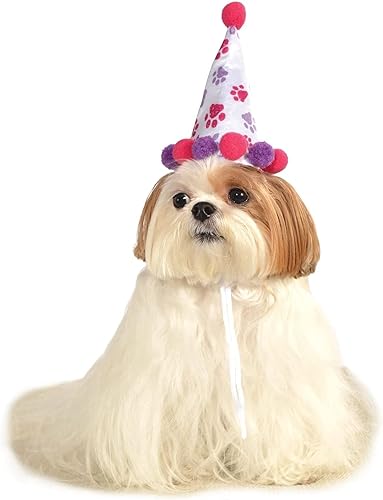 Rubies Pet Purple and Red Paw Print Birthday Hat