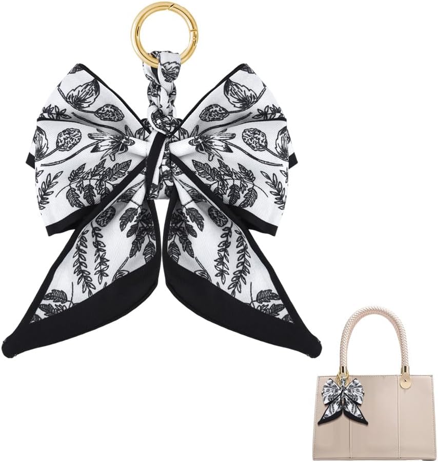 Silky Satin Bow Key Chain for Women Handbags Purse Bowknot Keychain for Ladies Bag Pendant