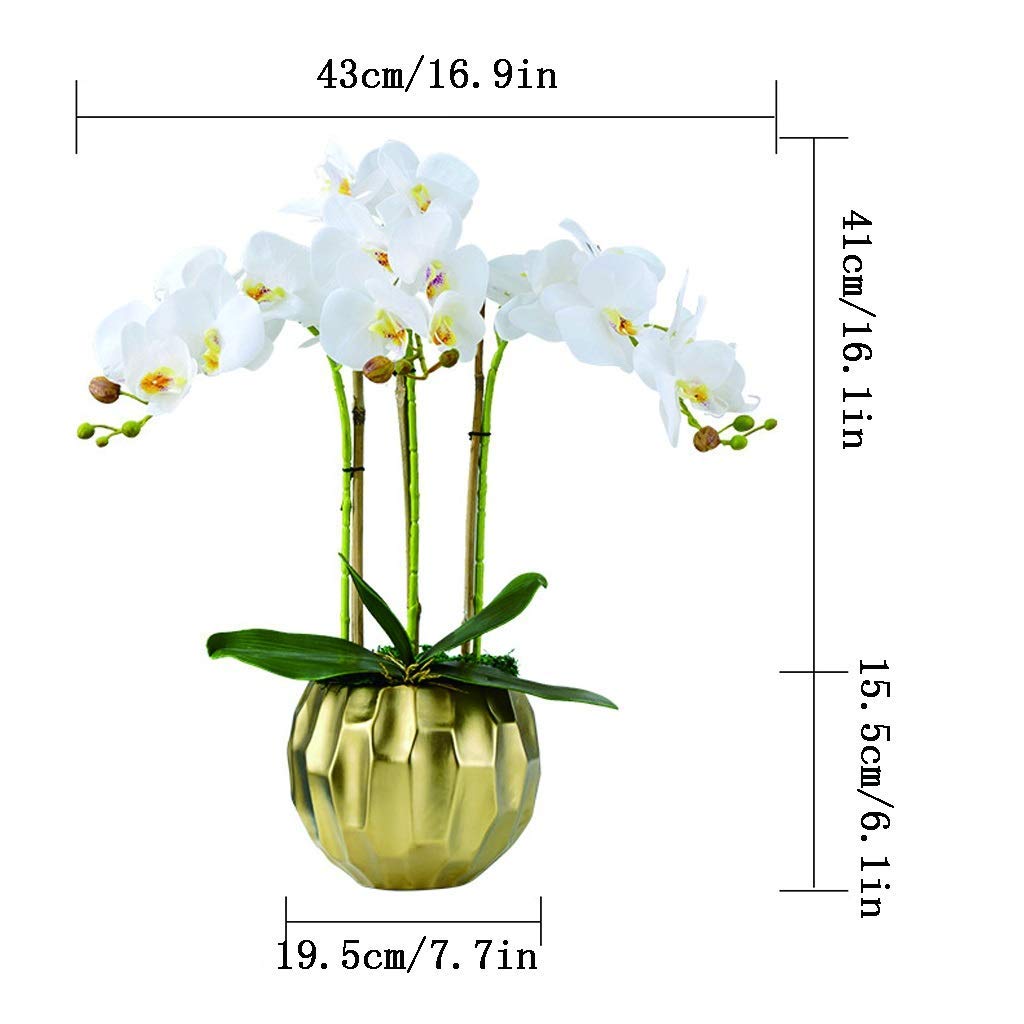 Fiori Artificiali Composizione Floreale Bonsai Fiori di Phalaenopsis Utilizzati per casa, Ufficio, con Vaso Fiori Finti Bonsai Fiori Finti