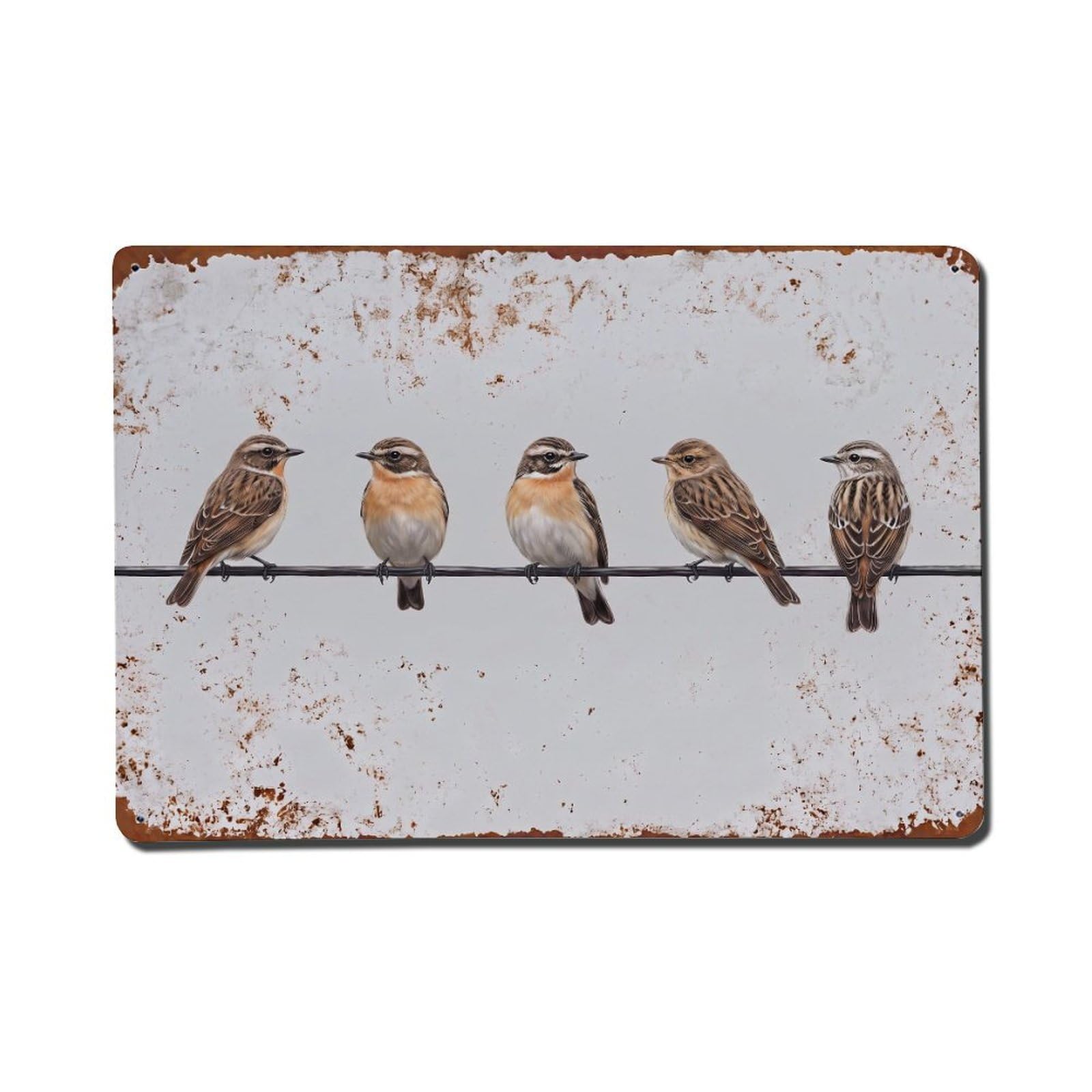 Vintage Retro Birds Whinchat Metal Tin Sign
