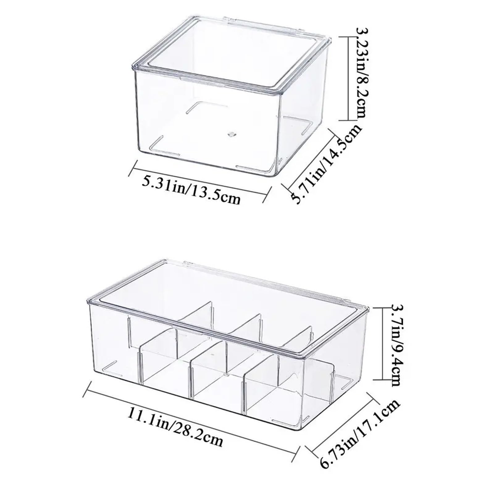 Organisateur De Sachets De Thé Boîte de rangement de sachets de thé en plastique, 2 pièces, boîte de rangement empilable transparente avec couvercle, conteneur de stockage organisateur de café(L)
