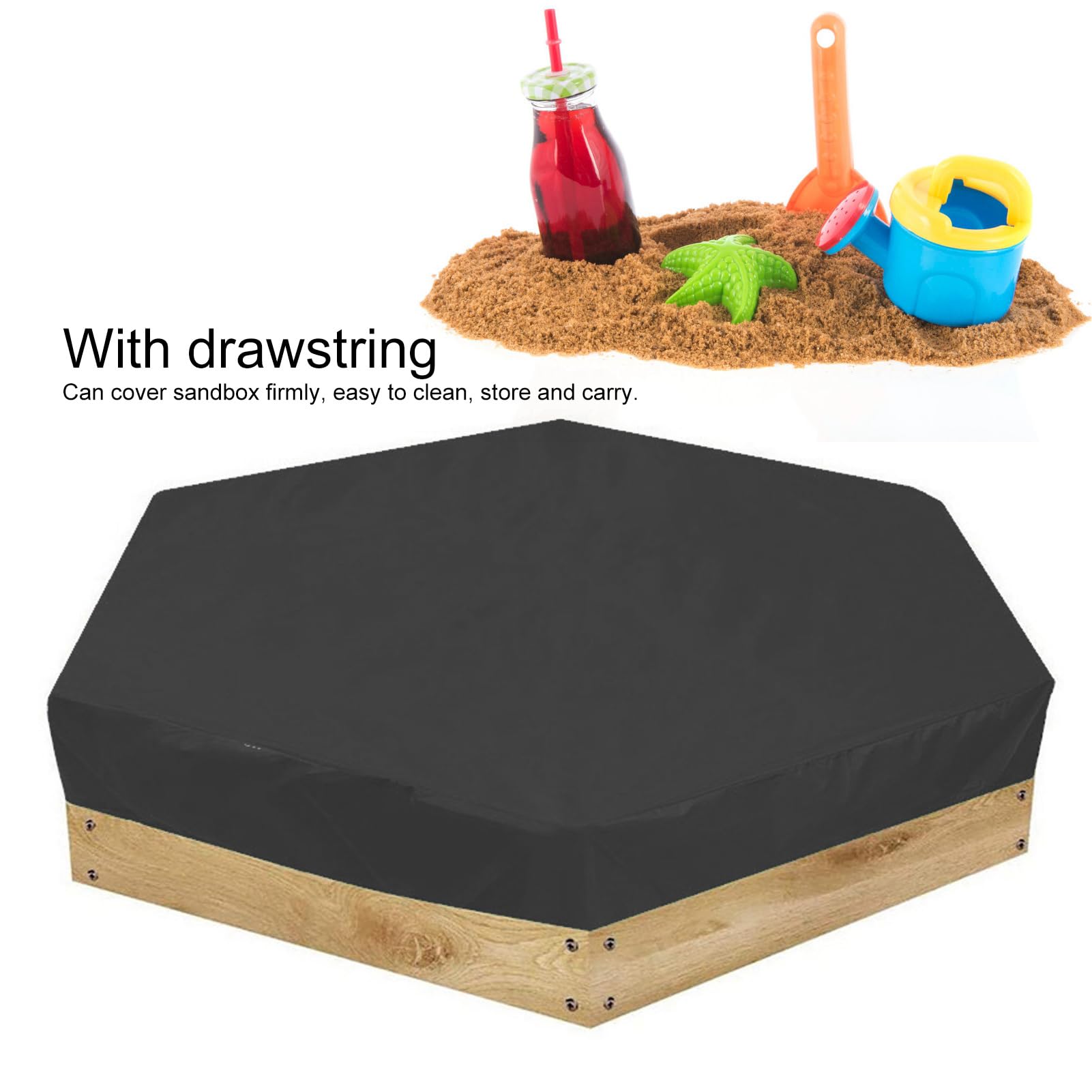 Sandbox Cover, Waterproof Hexagon Sandpit Cover with Drawstring - Image 3