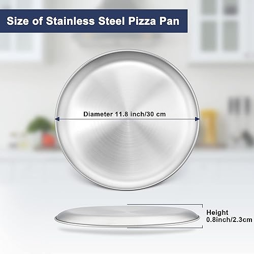 Miniatura 2 de LIANYU Juego de 4 sartenes antiadherentes para pizza, de acero inoxidable de 10.2 pulgadas, para horno, bandeja redonda para pizza, apta para
