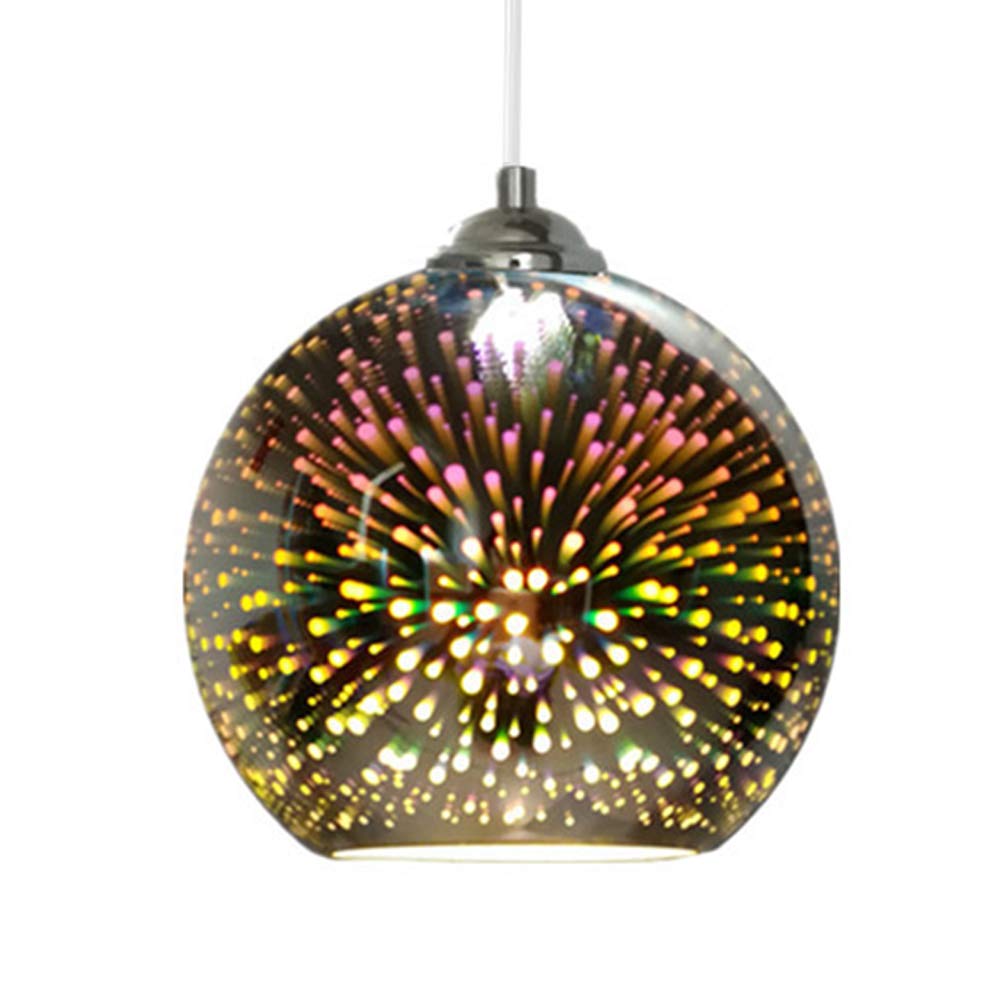 LEGZIT Glass Pendant Light 3D Colourful Fireworks Light Fitting Modern Multicolor Ceiling Lights Height Adjustable Round Lampshade Hanging Lamps Multiple Choices
