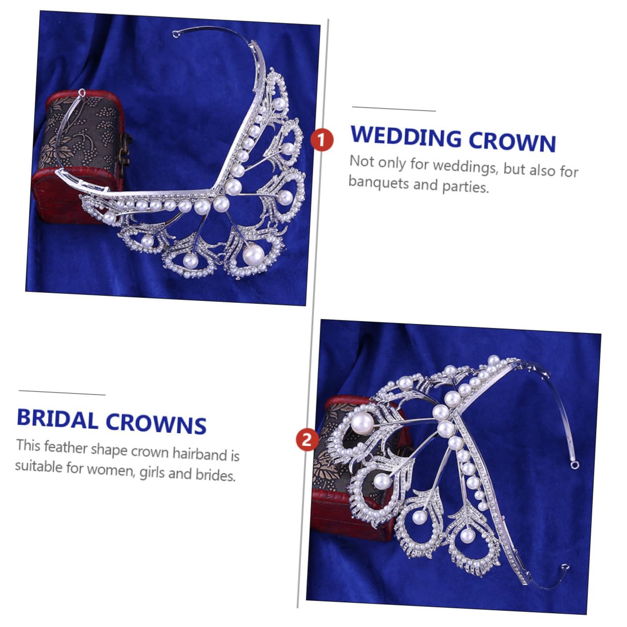 VICASKY 2 Pezzi Cerchietto Sposa e Accessorio Matrimonio per Donne e Ragazze Copricapo Cerimonia e