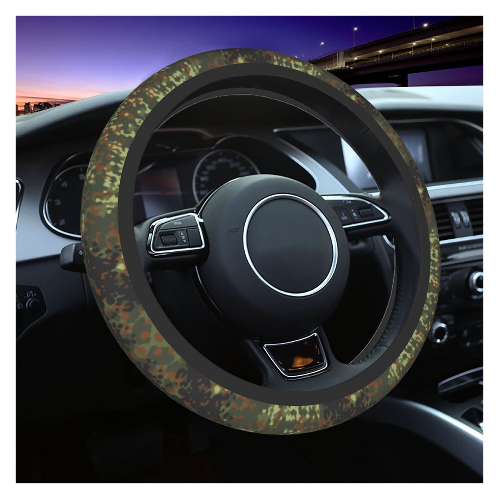 Funda Volante Cubiertas Volante Estilo Camuflaje Universal 15 Pulgadas Negro Y Amarillo Camuflaje Protector Volante Apto para Accesorios Coche Accesorios Coches (Color : 7)