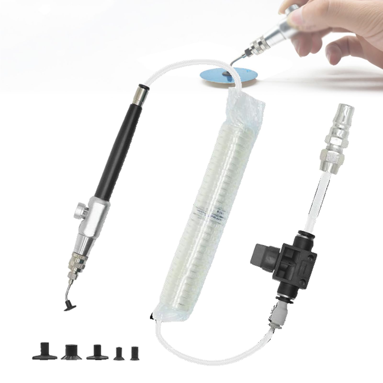 Pneumatisches Vakuum Saugstift Set mit 5 Saugnäpfen, Manuelle Vakuum Patch Sucker Pumpe, Ideal für Präzisionskomponenten Platzierung & Elektronische Reparatur