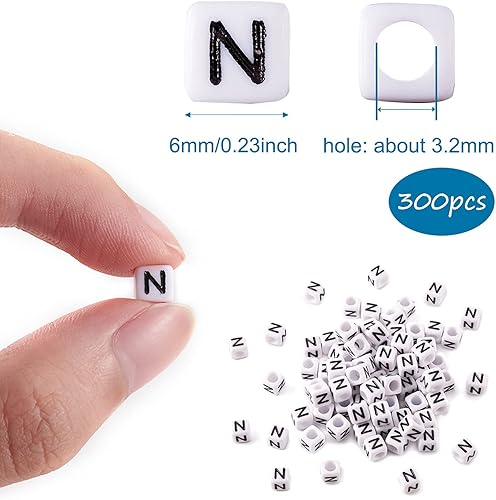 Miniatura 2 de FASHEWELRY 300 cuentas de letras acrílicas blancas de 0.236 x 0.236 pulgadas (0.236 x 0.236 in), cuentas del alfabeto para hacer pulseras,