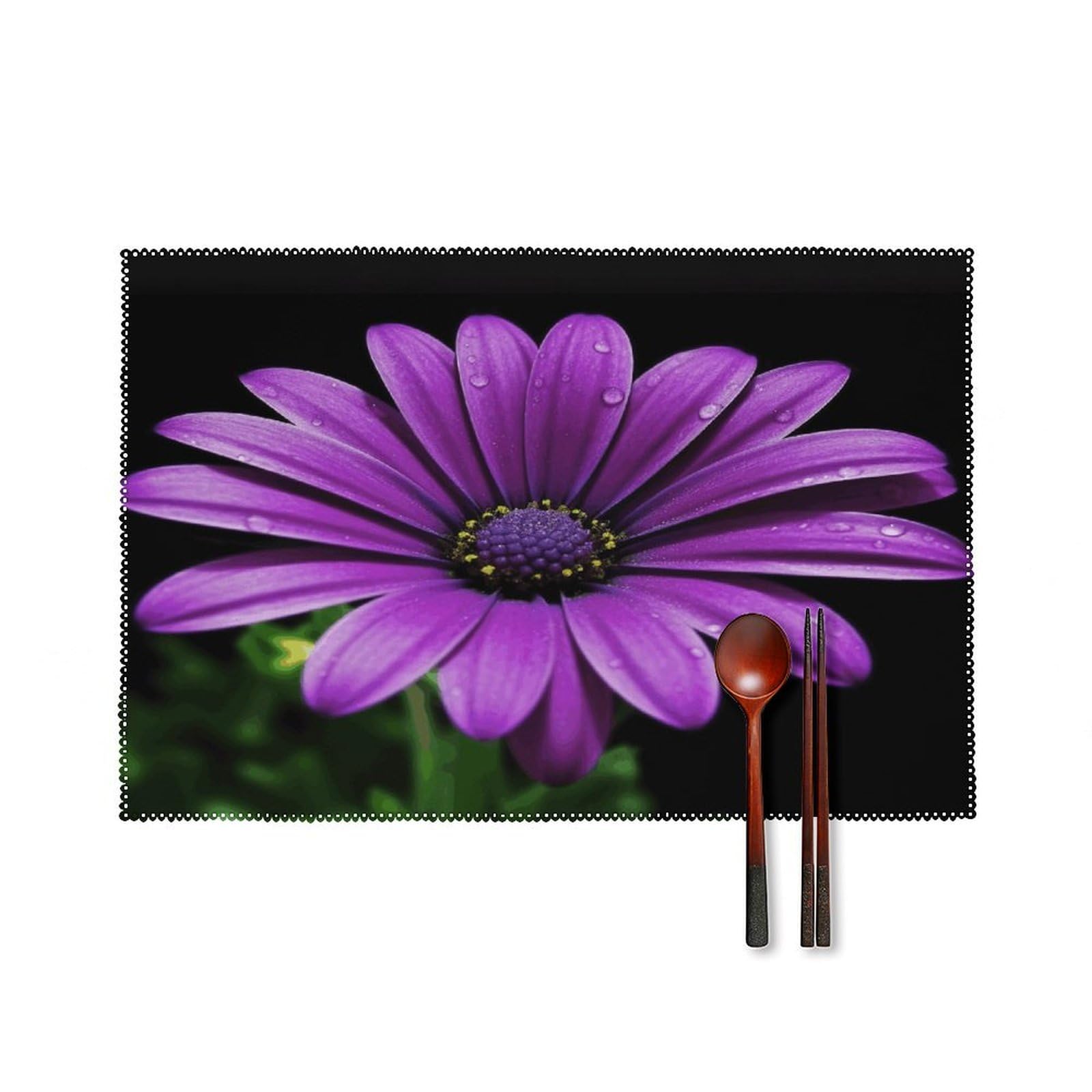 Purple Daisy Placemats Set of 4 Heat Resistant Non-Slip Place Mats Reusable Dining Table Mats Canvas Place Mat Anti-Fading Waterproof Placemats for Dining Table Decor