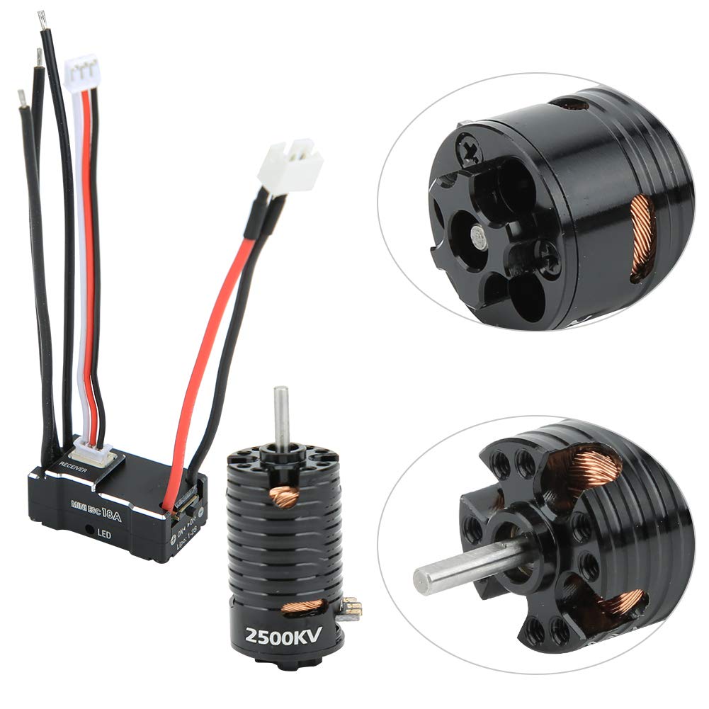 VGEBY Motor sin Escobillas, 1410 Motor sin Escobillas 18A Negro ESC RC Accesorio de Repuesto Pieza de Repuesto (Negro 2500KV)