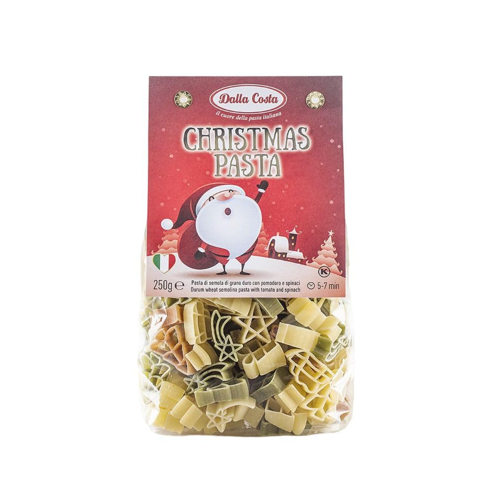 Dalla Costa Christmas Makaron Trójkolorowy z Pomidorem i Szpinakiem, Opakowanie Ekonomiczne 24x250 g
