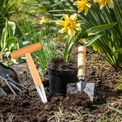 Dibber de mano con mango de madera y cabeza de acero inoxidable miniatura 7