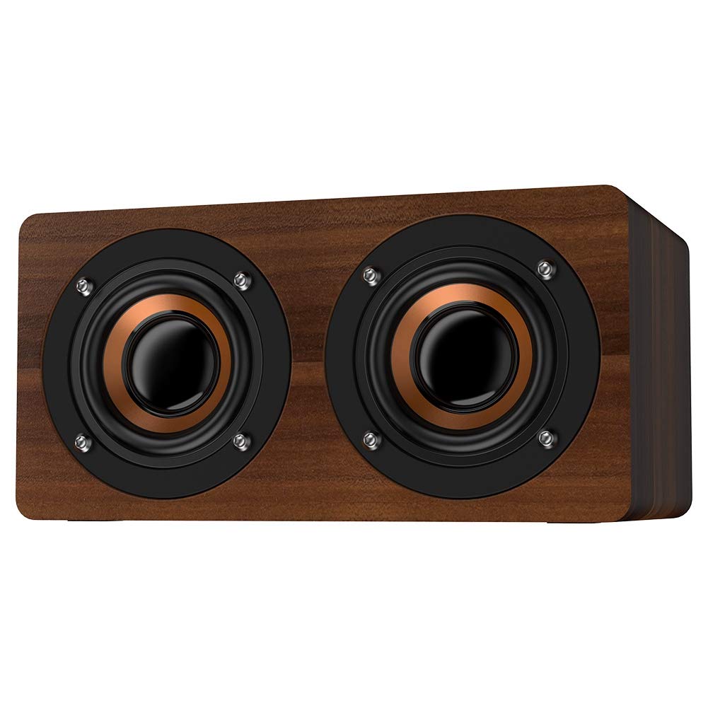 Vintage Radio Retro Bluetooth Speaker - Enceinte sans Fil Portable en Bois Bluetooth 4.2 avec Radio FM, réveil, Carte TF, Aux, Son Puissant et Caisson de Basses, pour la Maison en Plein air