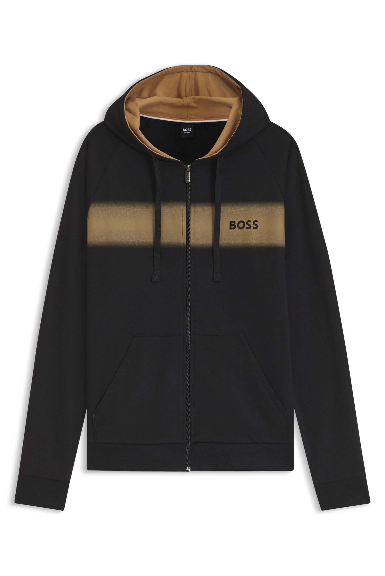 Hugo Boss Men's Black Boss Degradé-Stripe Zip-Up Hoodie In Cotton Terry