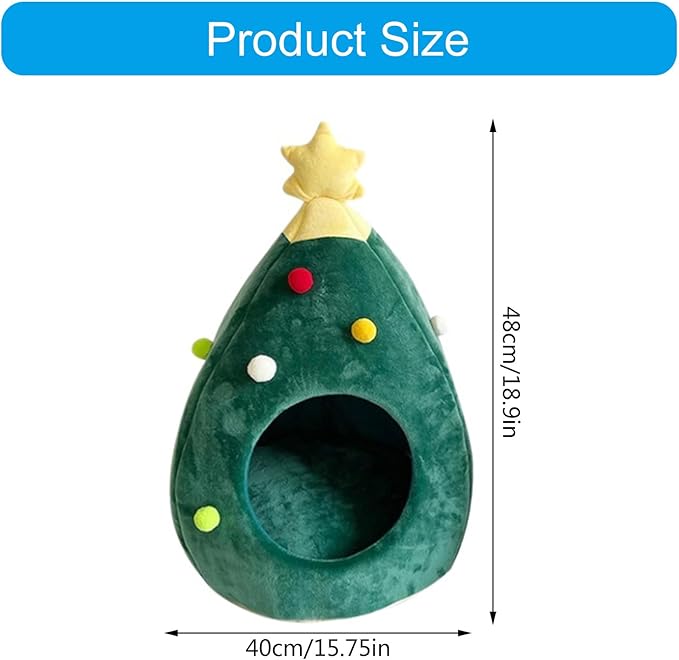 Cama Cueva para Perro Pequeño Diseño Árbol de Navidad Lavable miniatura 5