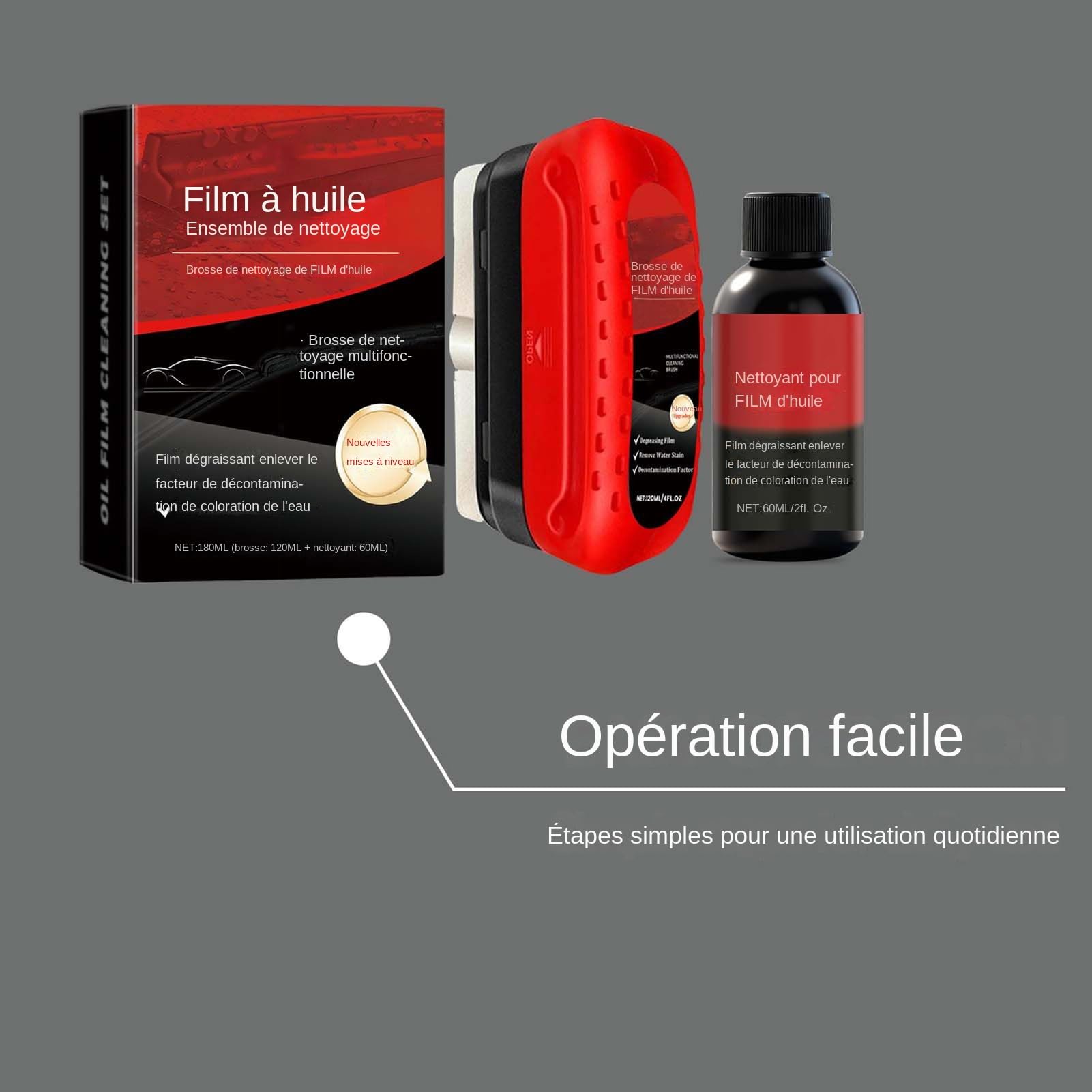 Spazzola in Vetro per Aloni d' Olio Pannello di Pulizia Universale | Kit Pulizia Parabrezza Auto con Rimuovitore Macchie per Auto Interno Esterno Schermo PP Pelle SUV e Ve