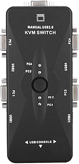 Lazmin112 4-Port USB 2.0 KVM VGA/SVGA Monitor Hub,Computer Switch Box Adapter Devices for Computer PC Laptop Notebook Monitor Keyboard Mouse