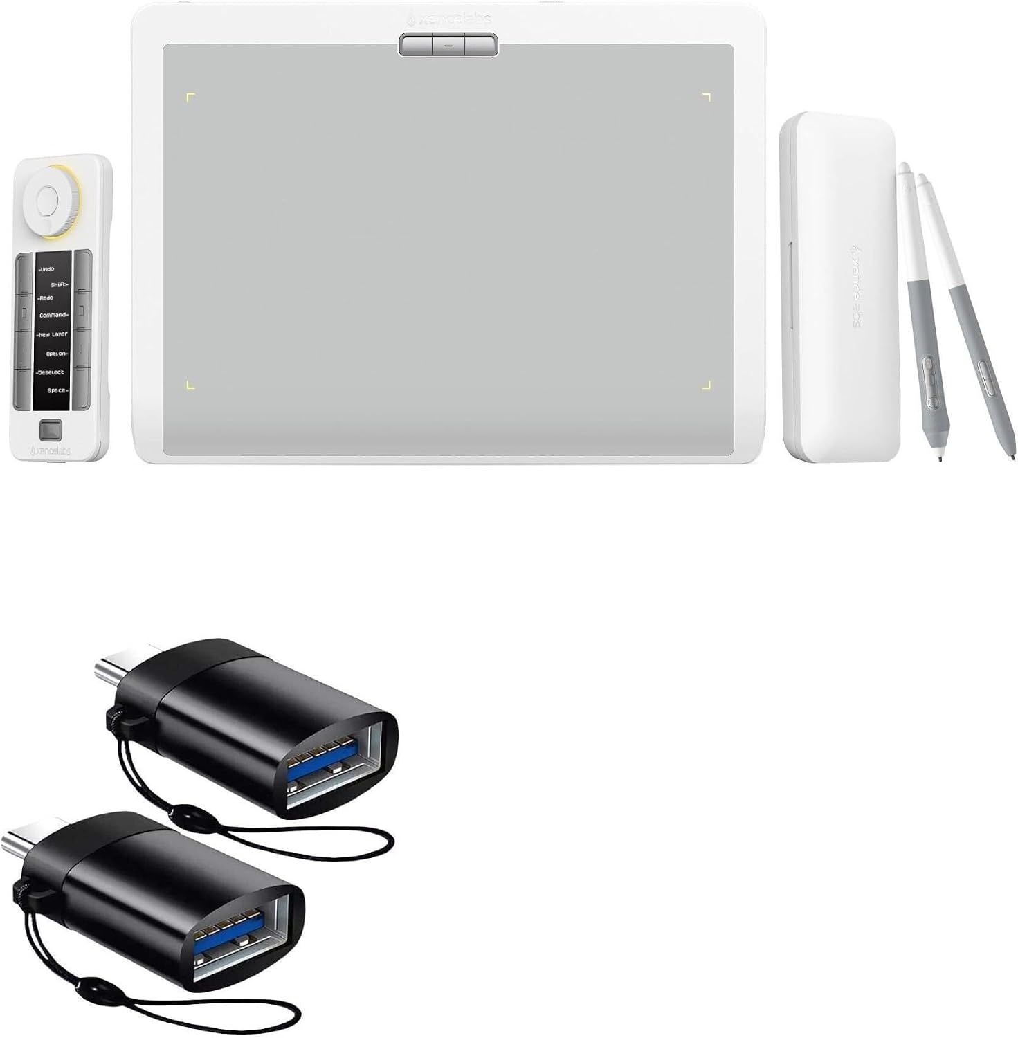 BoxWave Cable Compatible with Xencelabs Pen Tablet Bundle SE (Medium) - USB-C to A PortChanger (2-Pack), USB Type-C OTG USB Portable Keychain - Slate Black
