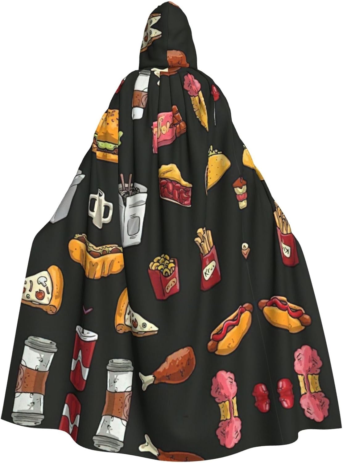 SSIMOO Chicken Leg Burger Drink Enchanting Adult Hooded Cape for Halloween and Party Costumes-Fashionable Women's Robes,Capes