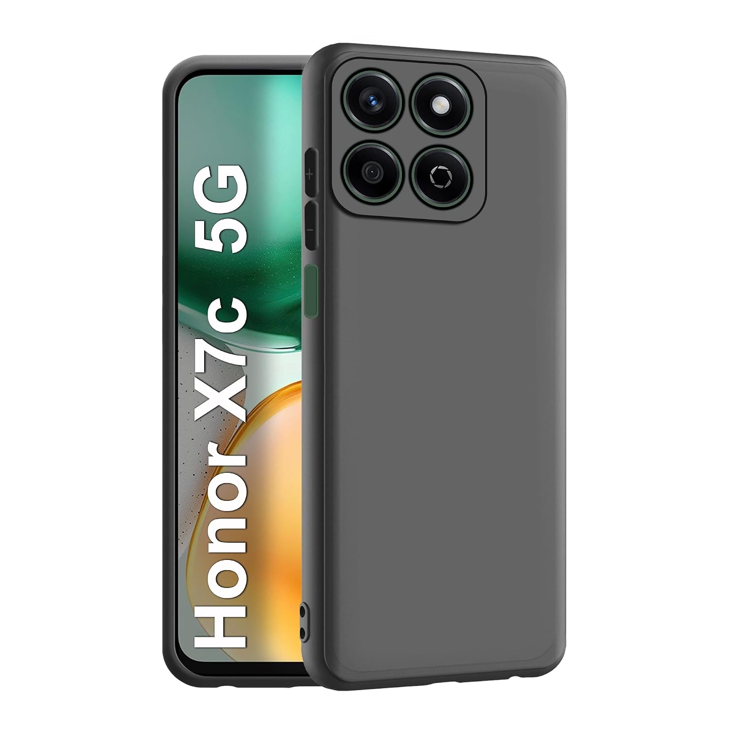 CEDO Honor X7c (5G) Back Cover | Camera Bump Protection & Inner Velvet Fabric Lining | Ultra Slim Matte Soft Rubberised Case Cover (Black)