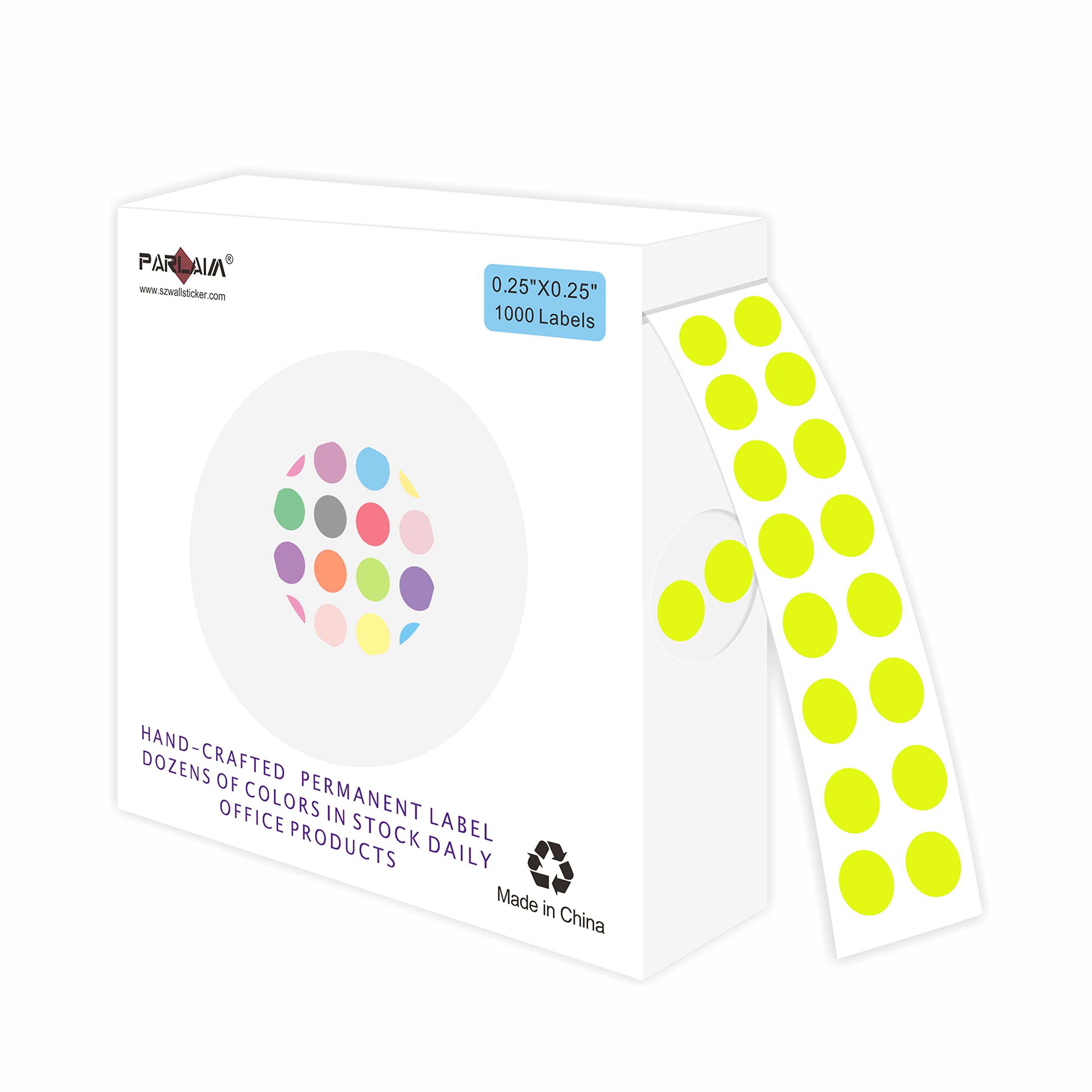 PARLAIM 0.25 Inch Color-Code Dot Stickers,1000 Stickers Roll Coding Label Sticker for Office,Student Classroom(Fluorescent Yellow)