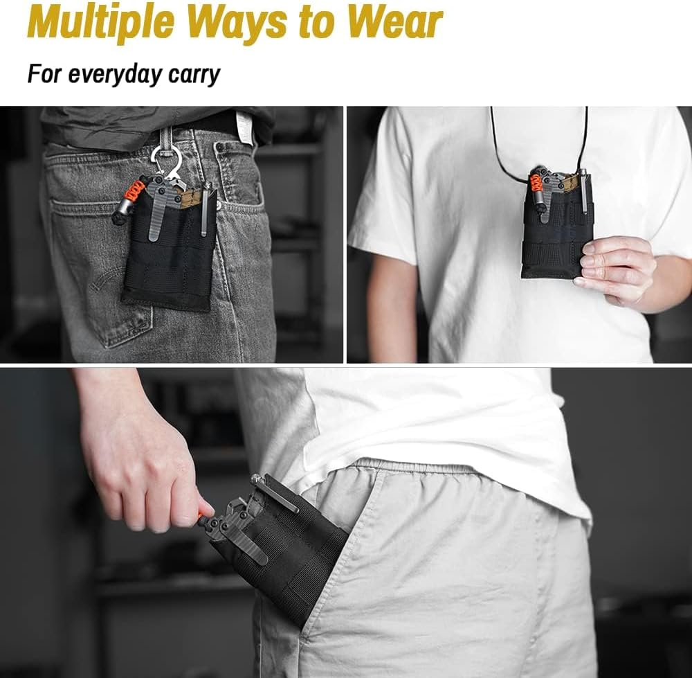 VIPERADE VE9 EDC Pocket Organizer Tool Pouch, Multitool Sheath with Patch Area for DIY, EDC Pocket Pouch with 3 Slip Pockets for Men Outdoor Activity Daily Carry