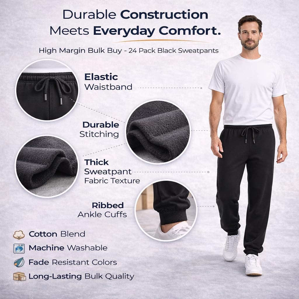 BILLIONHATS 24 Pack Adult Joggers Pants, Mixed Assortment Colorful Jogger Bulk Sweatpants Wholesale for Donations, Homeless