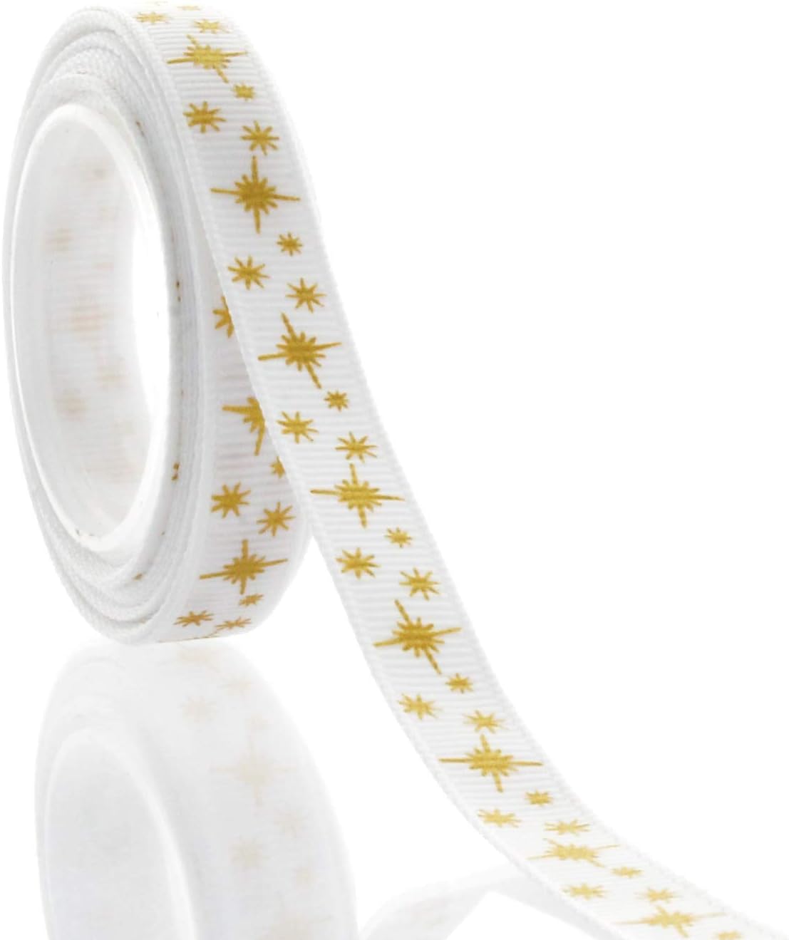3/8" Gold Glitter Stars Grosgrain Ribbon 100yd