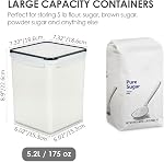 Vtopmart 4 Pcs grands conteneurs de stockage alimentaire de garde-manger de 5,2 L, 176 oz, organisateurs et stockage de cuisine hermétiques en plastique pour farine, céréales et pâtes avec 4 tasses de mesure et 24 étiquettes, noir