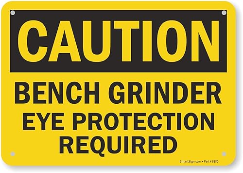SmartSign "Caution - Bench Grinder, Eye Protection Required" Sign |