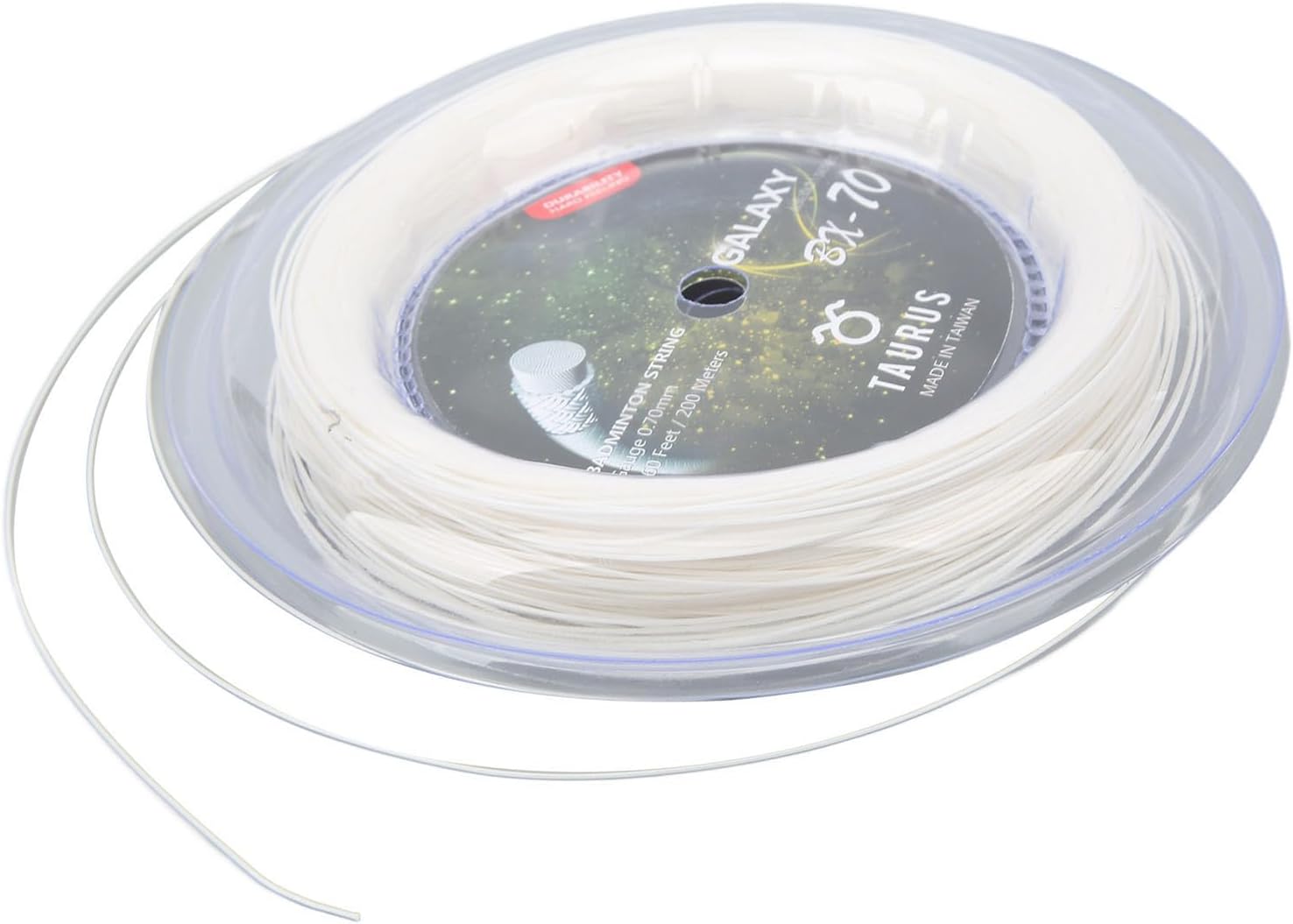 POWERTI BX70 Badminton Rackets String High Elastic Nylon Badminton Racquet String 0.7mm Badminton String 200m Reel (White)