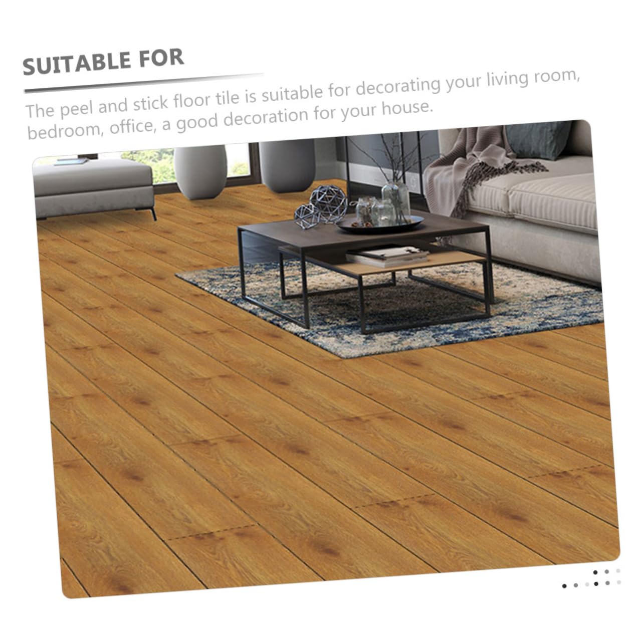 5pcs Removable PVC Floor Tile Stickers Wood Grain Peel and Stick Planks for Bedroom Kitchen and Bathroom Decor Easy to Cut and Install Flooring