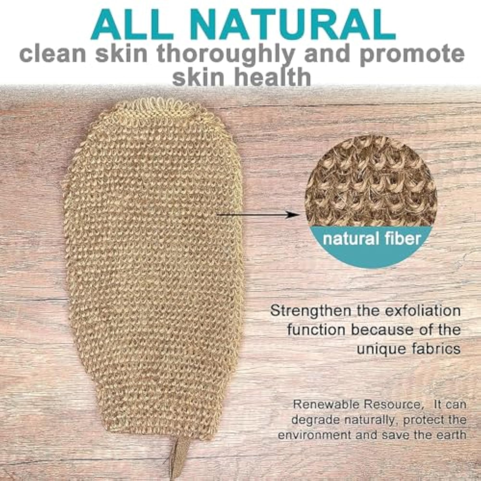 Natural Exfoliating Hemp Glove Mitt for Bath and Spa