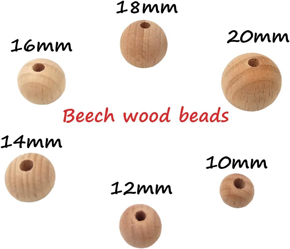 100pcs 20mm Natural Unfinished Wooden Beads Round Spacer Beech Wood Beads for DIY Home Decoration Making Garland Macrame Jewelry Crafts