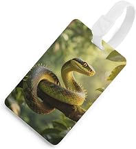 Scaled Bush Viper Luggage Tag with Name ID Card for Suitcase | Portable Name Tag with Extended & Removable Strap, Suitcase Tag Identifier, for Cruise Airplane Travel Essential Accessories