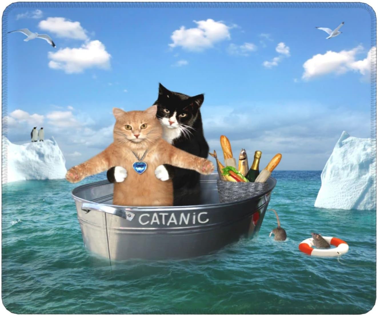 マウスパッド 茶トラ猫と黒猫 海洋の心 デスクマット おしゃれ 柔軟 かわいい ゴム製裏面 ゲーミング Pc ノートパソコン オフィス用 滑り止め 耐久性 薄型 25 30cm 特売