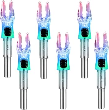 DEEPOWER 6 Pack X Lighted Archery Knock for Arrow 0.204 Inner Diameter Lighted Arrow Knock for 5.2mm Arrow Shaft On/Off Switch Strobe