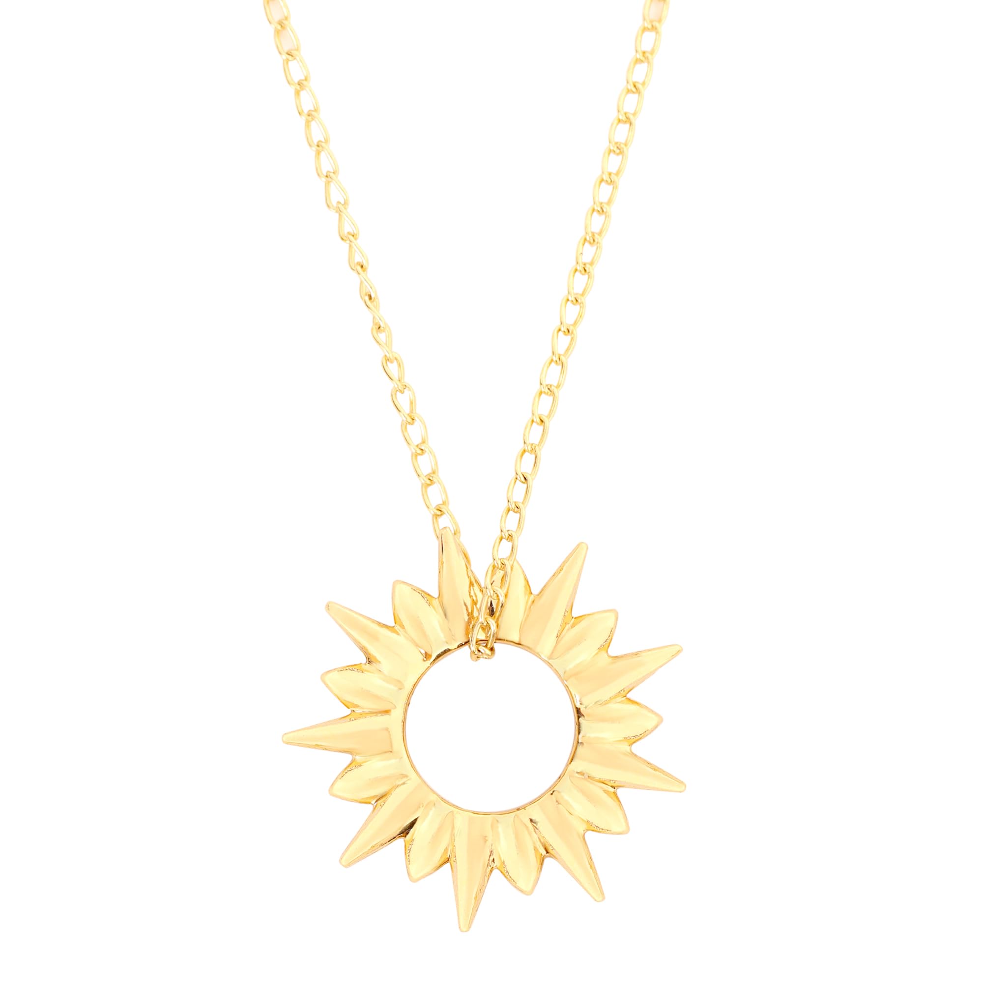 Luv SaffronGold Plated Sun Necklace for Women and Girls, Minimalist Contemporary Necklace, Dainty Gold Necklace, Sun Charm for Abundance & Prosperity | Premium Quality | Handmade by Jaipur Artisans