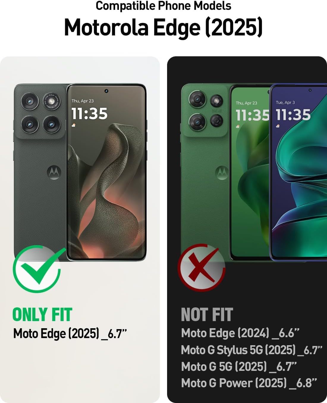 Poetic Guardian Case for Motorola Moto Edge 2025 [Not for 2024 Version], [20FT Mil-Grade Drop Tested], Full Body Hybrid Shockproof Bumper Cover with Built-in Screen Protector, Black/Clear