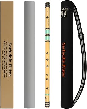 Sarfuddin Flutes A Sharp Base Right Hand 22 Inches Bamboo Flute Bansuri With Carry Bag