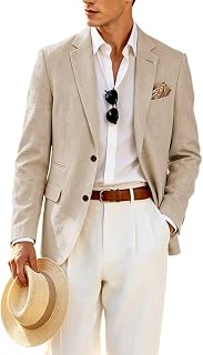 Mens Suits Linen Casual Blazer Lightweight Linen Sport Coat Jacket