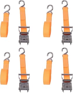 Ratcheting Securing Straps,1.5in 36mm 1.5 Tons Heavy Duty Ratchet Straps with Stainless Steel Rust Proof Resistant for Car Ship Transport