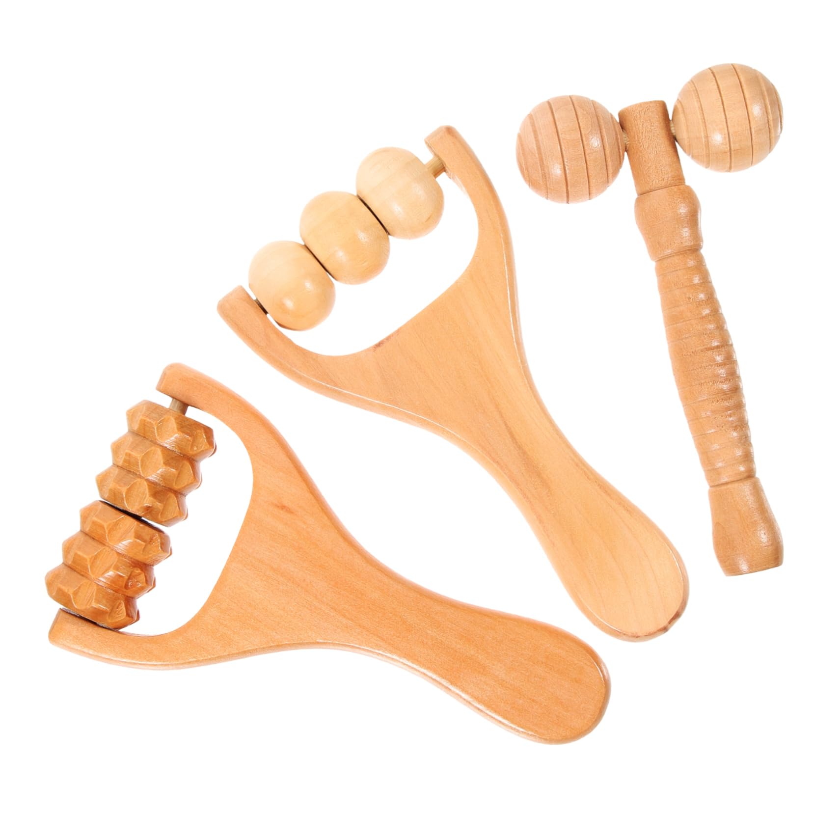 Healvian 12piezas Rodillo De Masaje De Madera Para Espalda y Cuello De Maderoterapia Manual Masajeador De Portátil y Para Casa y