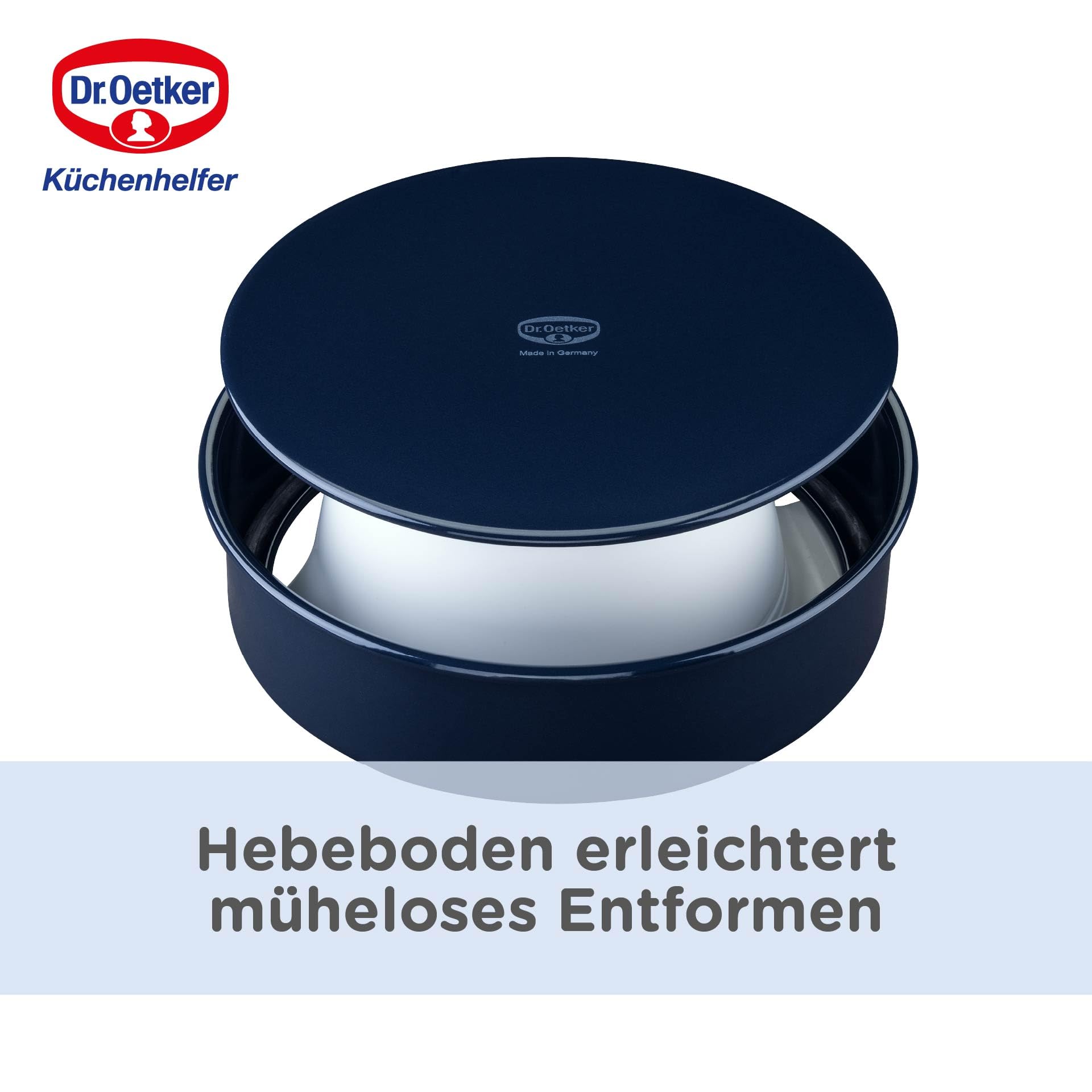 Dr. Oetker Backform Ø 28 cm Back-Liebe Emaille mit Hebeboden – Runde Kuchenform mit schnitt- & kratzfestem Emaille-Boden – 28er Kuchenbackform mit hohem Rand für Kuchen und Torten