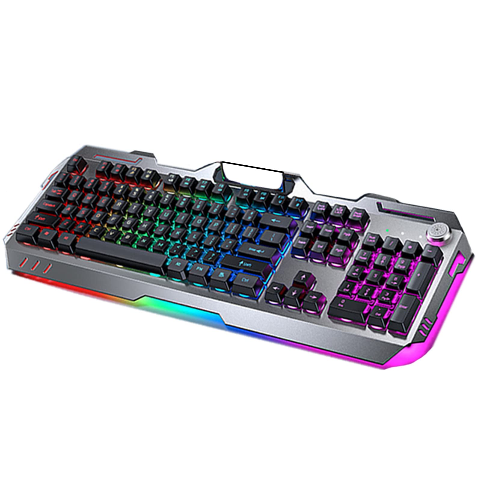 ADMLZQQ Przewodowa klawiatura gamingowa USB - podświetlenie RGB LED do gier, 26 klawiszy Anti-Ghosting, trwała