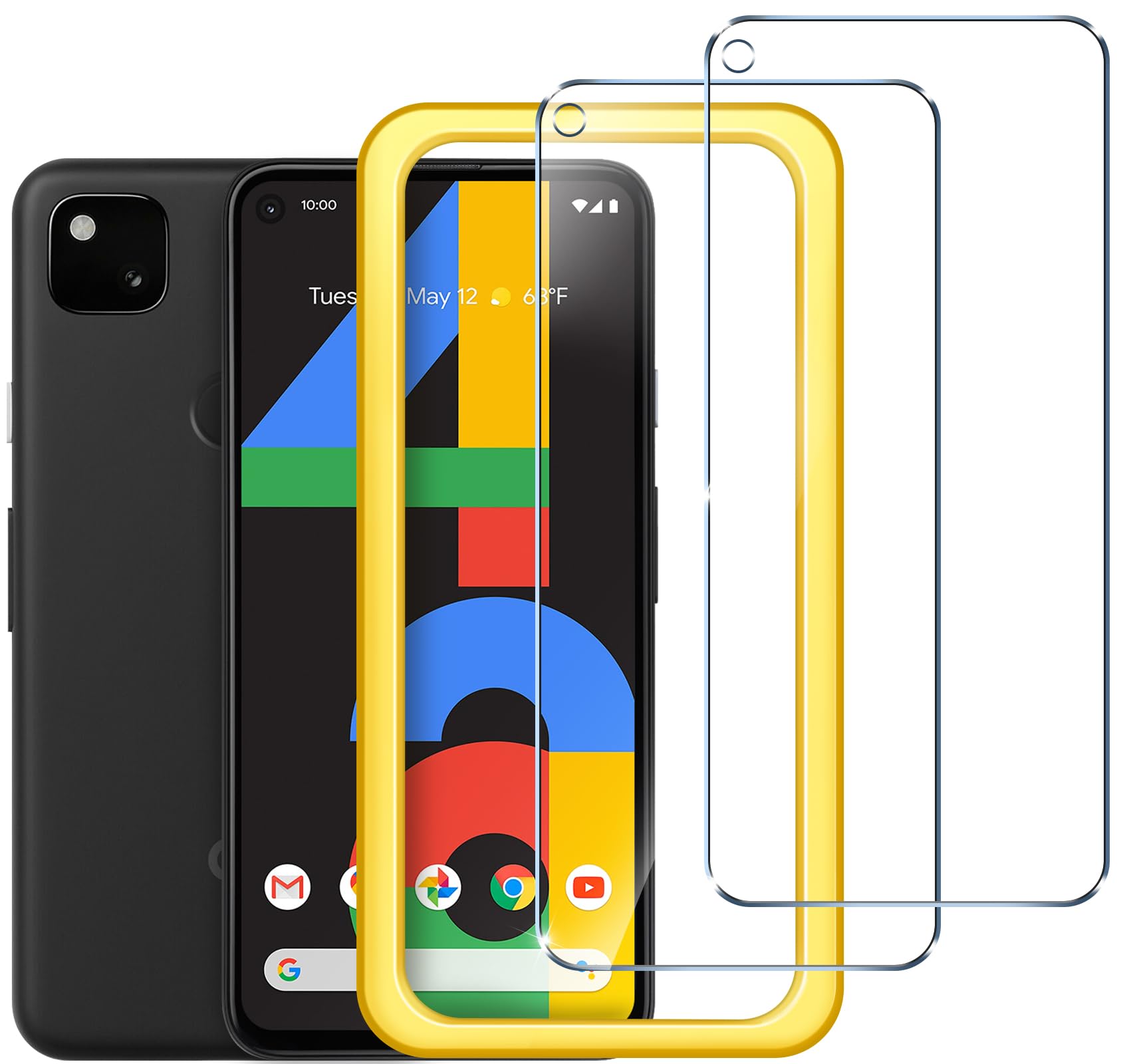 ivoler 2-Pack Screen Protector Tempered Glass for Google Pixel 4a 4G (5.8 inch)[Fingerprint Unlock Compatible] [Not for 5G] with Easy Installation Frame 9H Hardness Bubble Free for Pixel 4a 4G