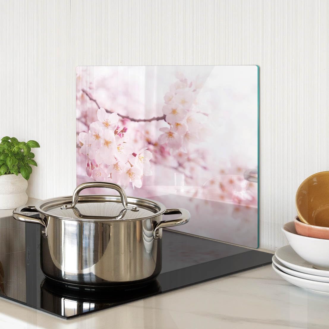 Placa de protección y tapa de vidrio 40x30 cm Flores de cerezo